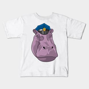 Hippo as Police officer Police Kids T-Shirt